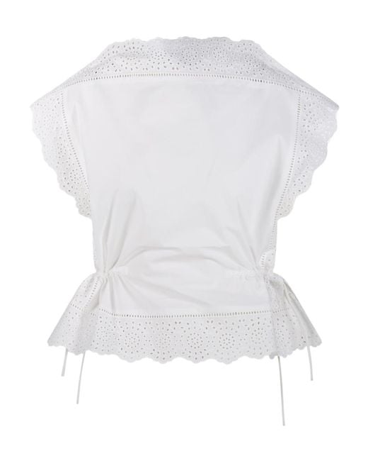 By Malene Birger White Eyelet Drawstring Top