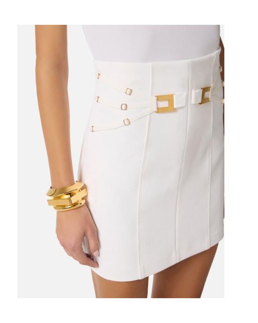 Elisabetta Franchi White High Waist Mini Skirt