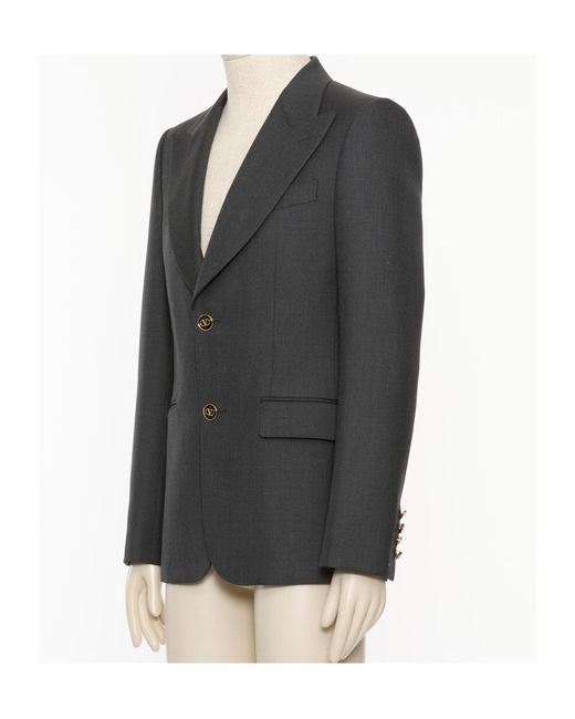 Valentino Black Single-Breasted Straight Hem Blazer for men