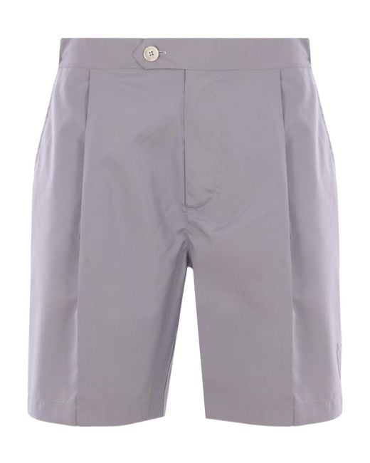 Brunello Cucinelli Gray Logo Detailed Bermuda Shorts for men