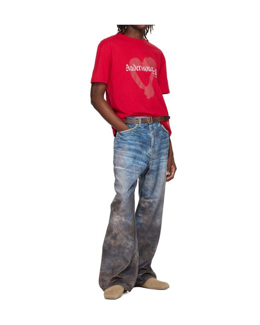 ANDERSSON BELL Red Heart-Shaped T-Shirt for men