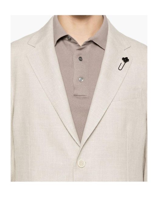 Lardini White Single-Breasted Button Blazer for men