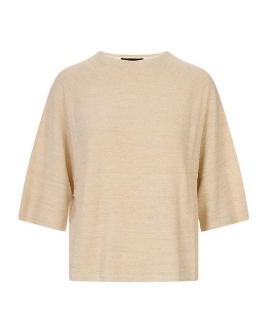 Fabiana Filippi Natural Fine-Knit Raglan-Sleeve T-Shirt
