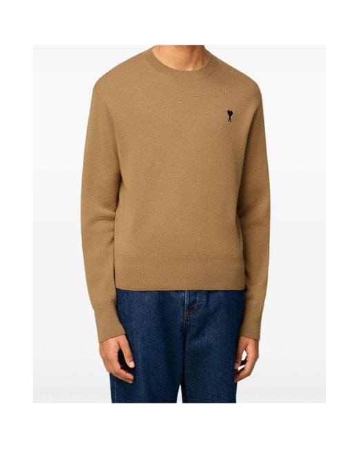 AMI Natural Logo Embroidered Crewneck Jumper for men