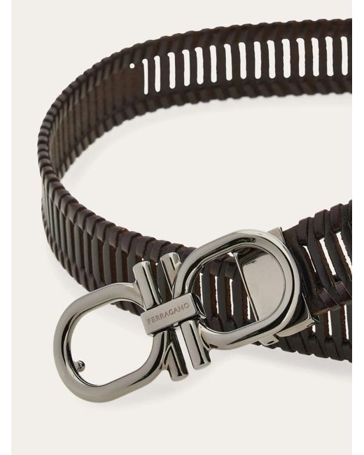 Ferragamo White Ferragamo Eyewear Woven Gancini Belt for men