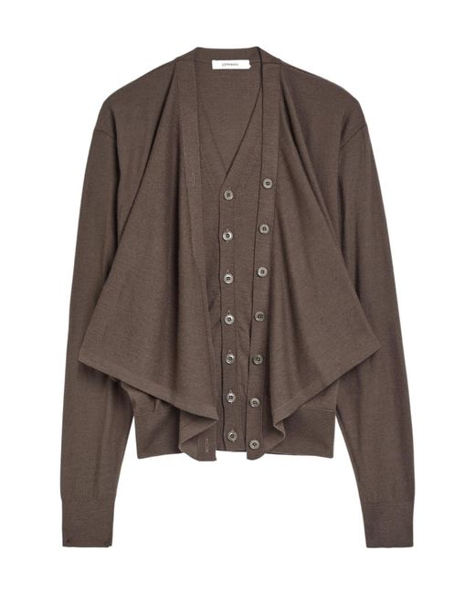 Lemaire Brown Wool-Blend Cardigan