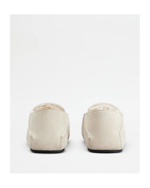 Tod's White Suede Leather Slap-Up Loafers for men