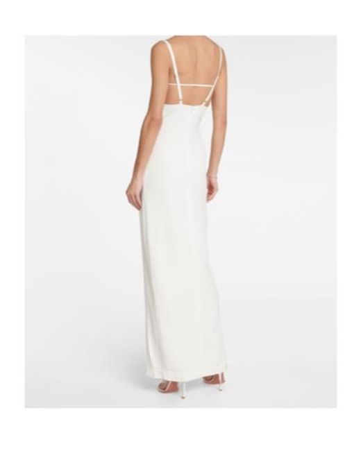 Nensi Dojaka White Bridal Cutout Crepe Gown