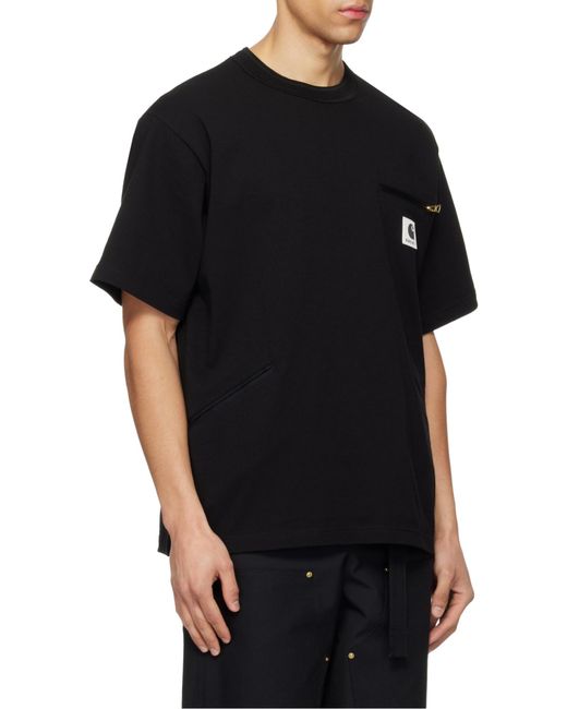 SACAI X CARHARTT WIP Black Jersey T-Shirt for men