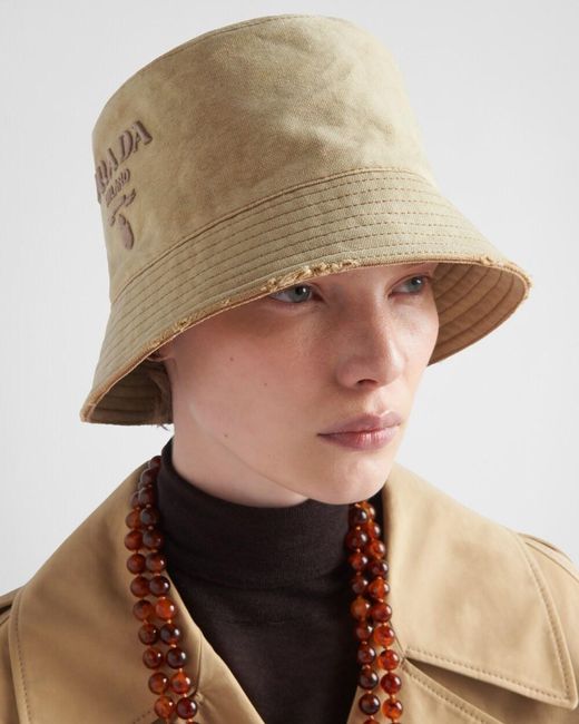 Prada Natural Canvas Bucket Hat