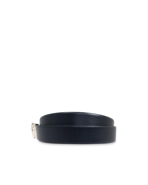 Giorgio Armani White Logo-Buckle Leather Belt for men