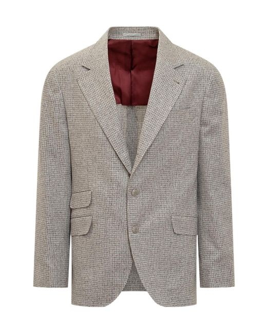 Brunello Cucinelli Gray Single-Breasted Tailored Jacket for men