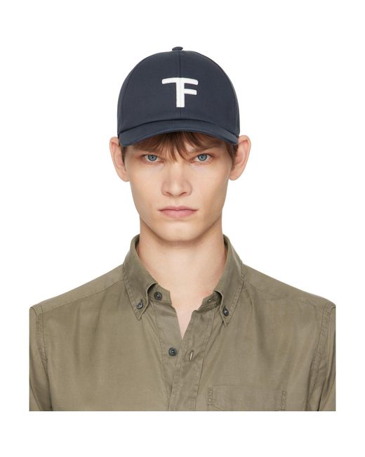 Tom Ford Blue Logo Embroidered Baseball Cap for men