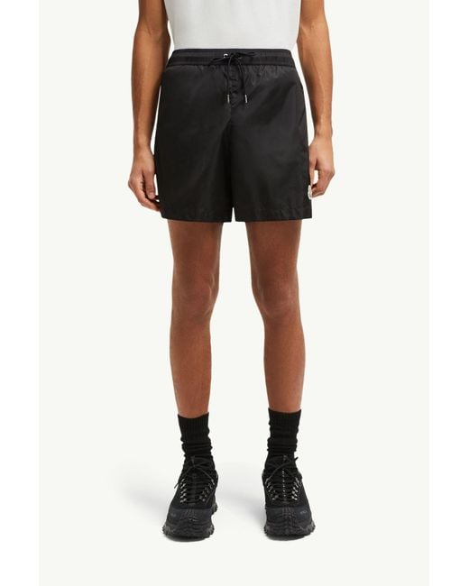 Moncler Black Logo Patch Drawstring Swim Shorts for men