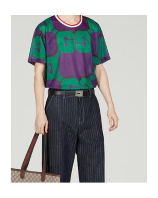 Gucci Green All-Over Perforated Graphic Printed T-Shirt for men