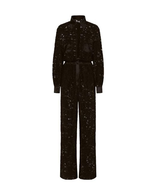 Dolce & Gabbana Black Lace Long Sleeved Jumpsuit