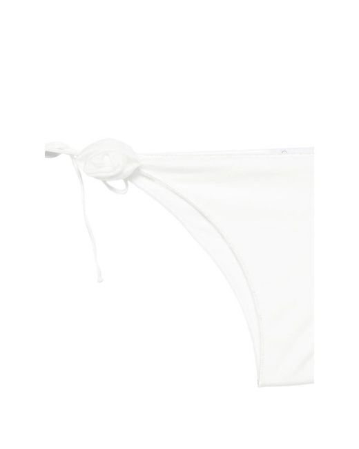 Oseree White Oséree Floral-Appliqué Triangle Bikini