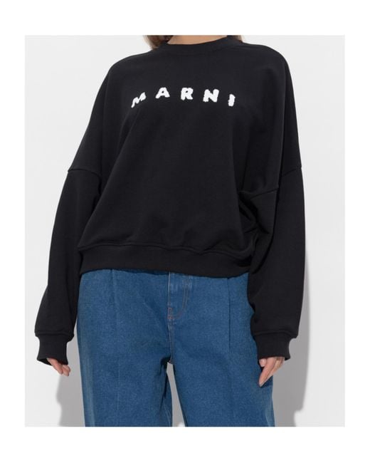 Marni Black Logo Printed Drop Shoulder Sweatshirt