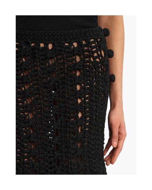 Khaite Black Ryder Crochet Midi Skirt