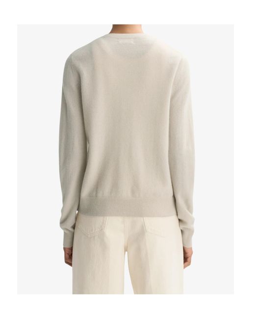 Soft Goat White Buttoned Round-Neck Cardigan