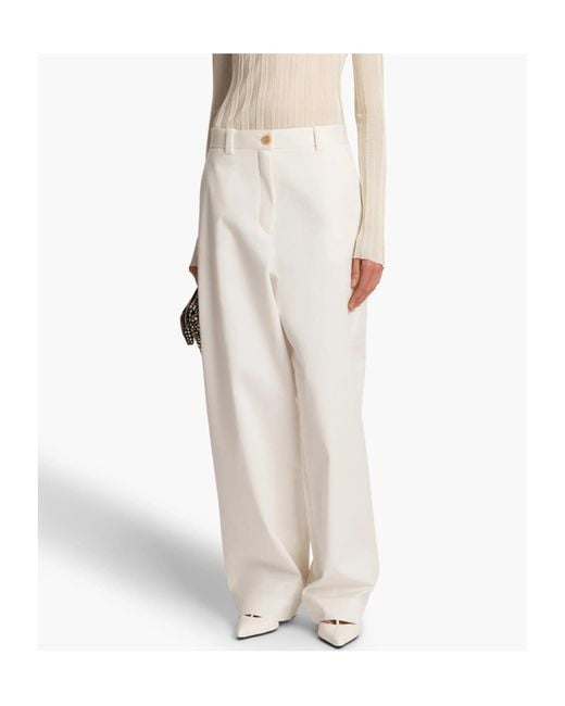 Khaite White Gari Straight-Leg Trousers