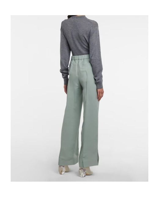 Jil Sander Gray High-Rise Wide-Leg Pants