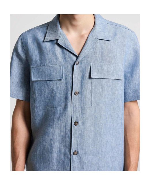 Peserico Blue Short-Sleeved Pocket Shirt for men