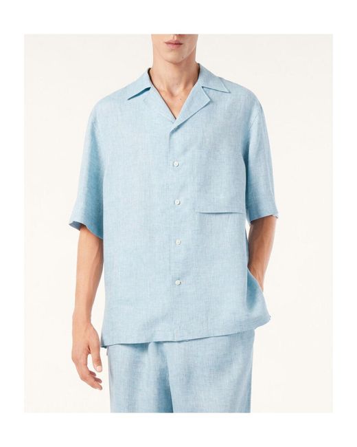 Loro Piana Blue Short-Sleeved Shirt for men