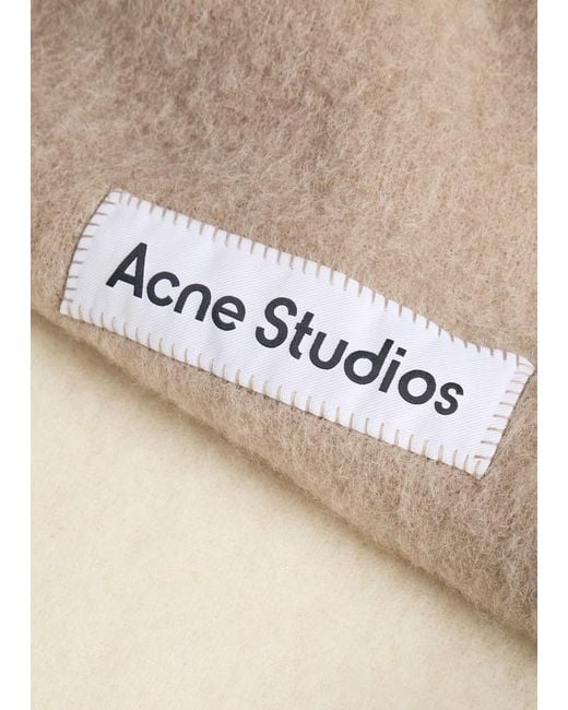Acne White Logo-Appliquéd Fringed Alpaca-Blend Scarf