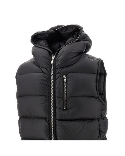 Rick Owens Black Sealed Hooded Down Gilet for men