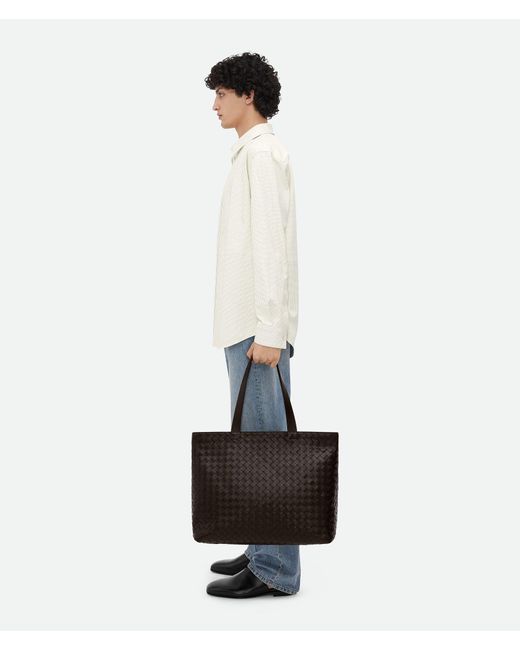 Bottega Veneta Black Intrecciato Zipped Large Tote Bag for men
