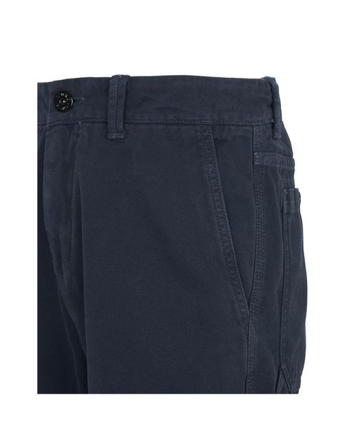 Stone Island Blue Casual Trousers With Belt Loops for men