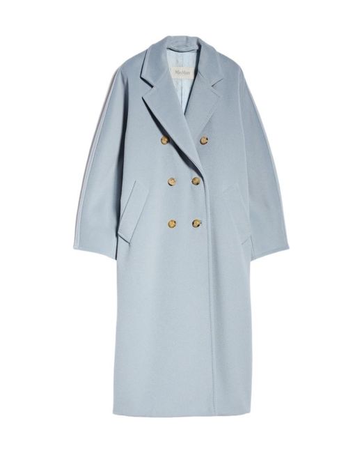 Max Mara Blue Madame Belted Long-Sleeved Coat