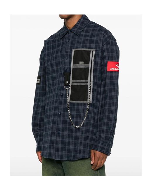 Martine Rose Blue Checked Long-Sleeved Shirt for men