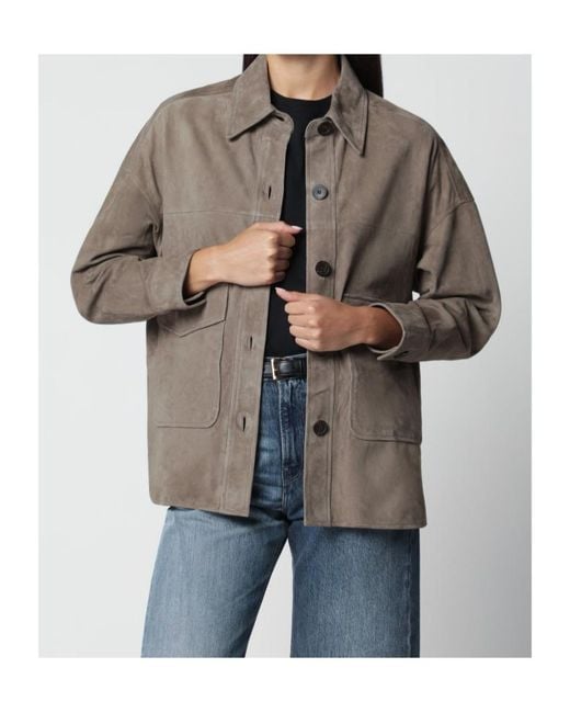 Arma Blue Taupe Kaylee Suede Shirt Jacket