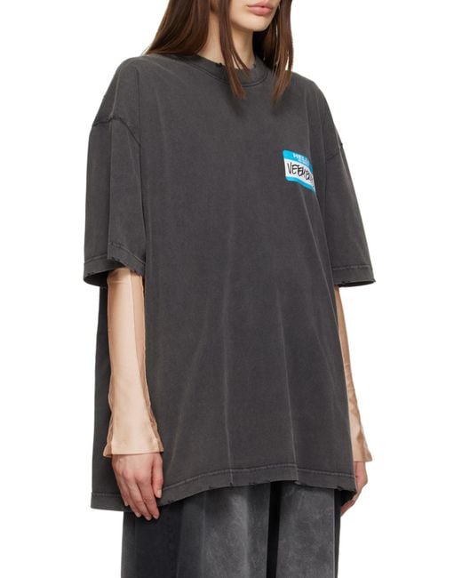 Vetements Gray My Name Is Cotton T-Shirt for men