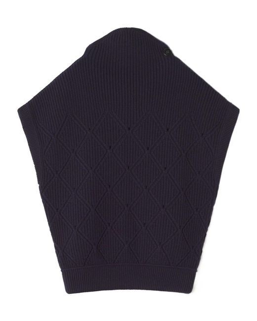 Lanvin Blue High-Neck Diamond-Pattern Sweater for men