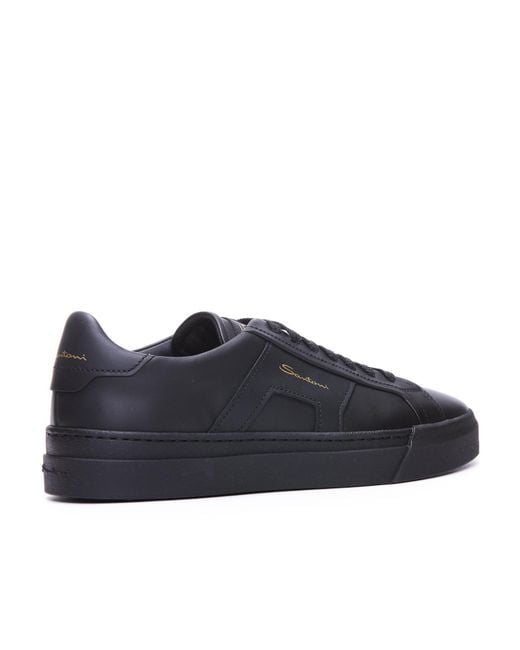 Santoni Blue Double Buckle Lace-Up Sneakers for men
