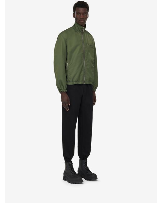 McQueen Green Hybrid Reversible Bomber Jacket for men