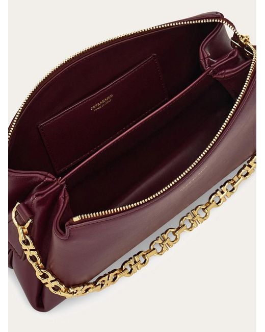 Ferragamo Purple Ferragamo Gancini Chain Mini Shoulder Bag