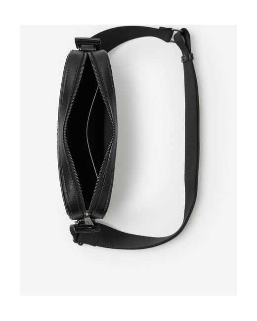 Burberry Black Logo Plaque Checked Messenger Bag for men