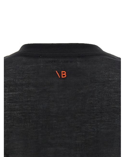 Victoria Beckham Black Logo Embroidered Crewneck T-Shirt