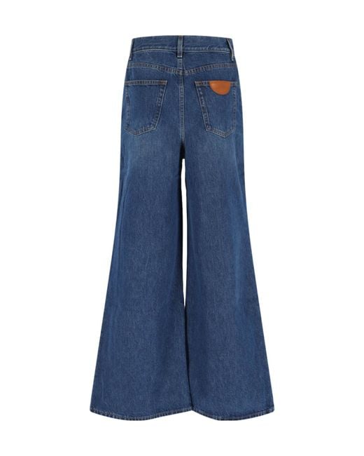 Chloé Blue Chloé Logo Patch Wide-Leg Jeans