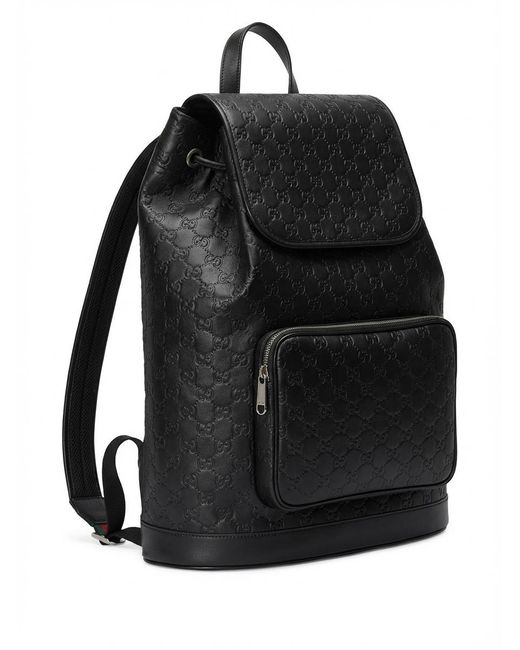 Gucci Black Gg Emblem Medium Backpack for men