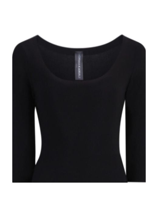 Norma Kamali Black Scoop-Neck Midi Dress