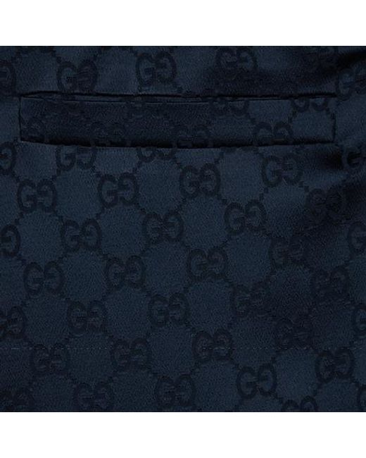 Gucci Blue Monogrammed Drawstring Pants