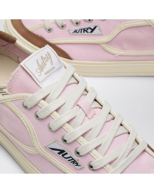 Autry Pink Windscape Canvas Low-Top Sneakers