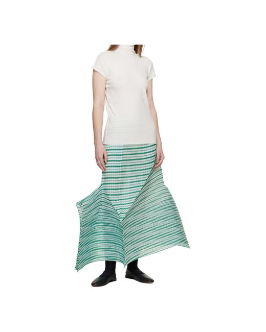 Issey Miyake White High-Neck Cap Sleeve Knit Sweater