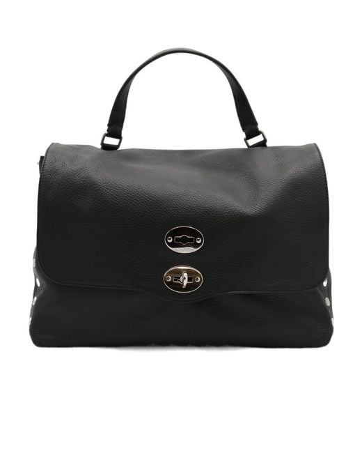 Zanellato Black Postina Daily Twist-Lock Medium Tote Bag