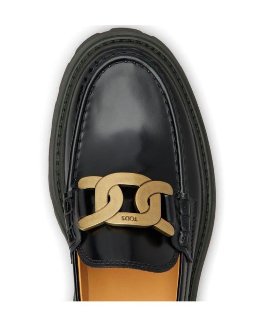 Tod's Black Logo Plaque Slip-On Loafers